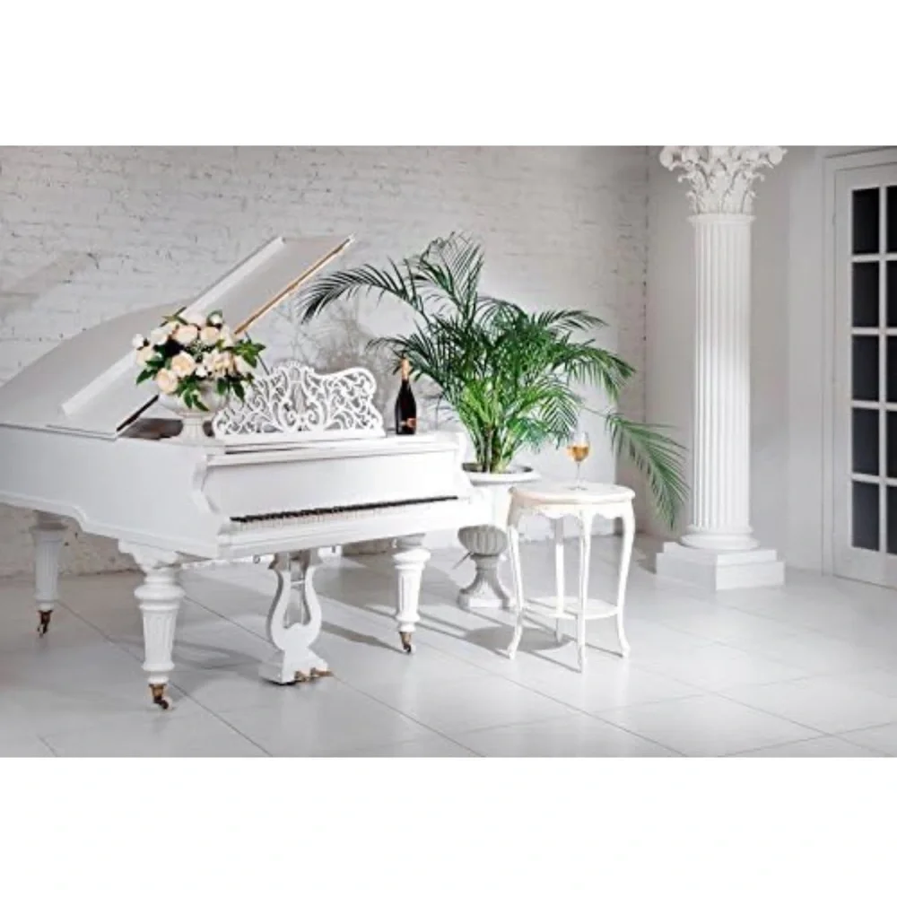 White piano vinyl background size 10x6,5 feet